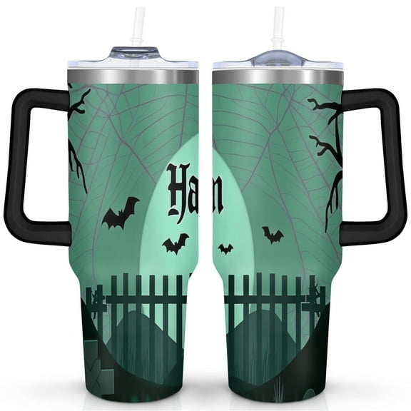 Halloween Pumpkin 40 oz Coffee Tumbler with Handle Rust Resistant Travel Cups Modern Tumbler for Home Office Supplies Birthday Christmas
