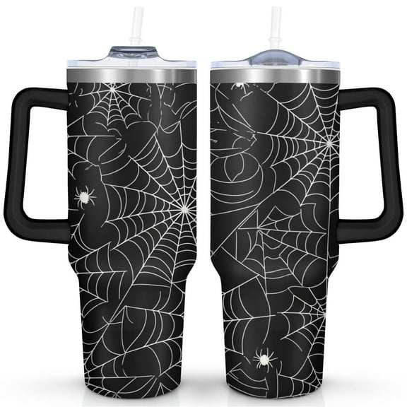 Halloween Pumpkin 40 oz Coffee Tumbler with Handle Rust Resistant Travel Cups Modern Tumbler for Home Office Supplies Birthday Christmas
