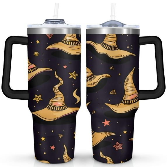 Halloween Pumpkin 40 oz Tumbler with Handle Insulated Leakproof Travel Mug Decorative Thermal Insulated Coffee Mug for Home Office Supplies Birthday Christmas