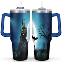Halloween Pumpkin 40 oz Tumbler with Handle Rust Resistant Cup Modern Tumbler for Home Office Supplies Birthday Christmas