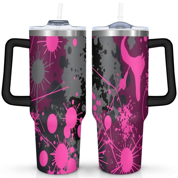 Halloween Pumpkin 40 oz Tumbler with Handle Stainless Steel Coffee Travel Mug Decorative Tumbler for Spring Summer Camping Outdoor