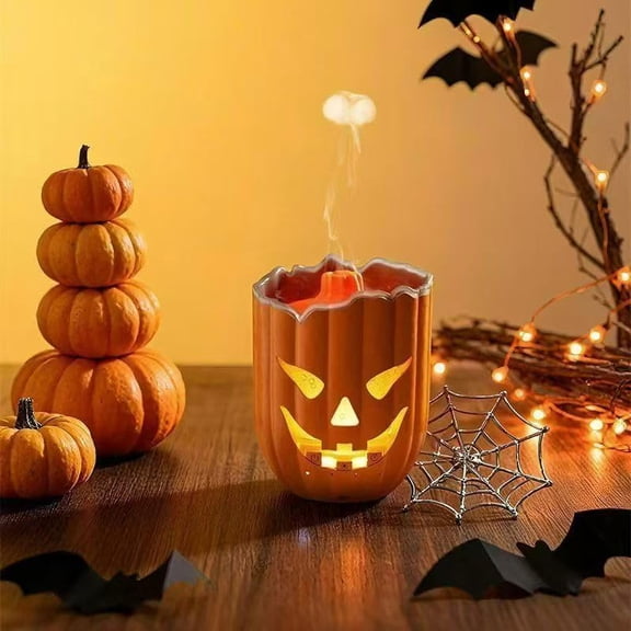 Halloween Pumpkin Aroma Diffuser, Aura House Diffusers for Home, 300ml Essential Oil Diffuser with Jellyfish Mist, 7 Color Light & Timer, USB C Pumpkin Festival Gift