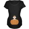 thumbnail image 1 of Halloween Pumpkin Baby Black Maternity Soft T-Shirt - 2X-Large, 1 of 1