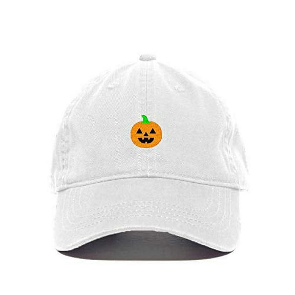 Halloween Pumpkin Baseball Cap Embroidered Cotton Adjustable Dad Hat White