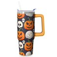 thumbnail image 1 of Halloween Pumpkin Bat 30 Oz Tumbler with Handle and Straw, Spooky Stainless Steel Insulated Cup, Holiday Gift Mug, 1 of 5
