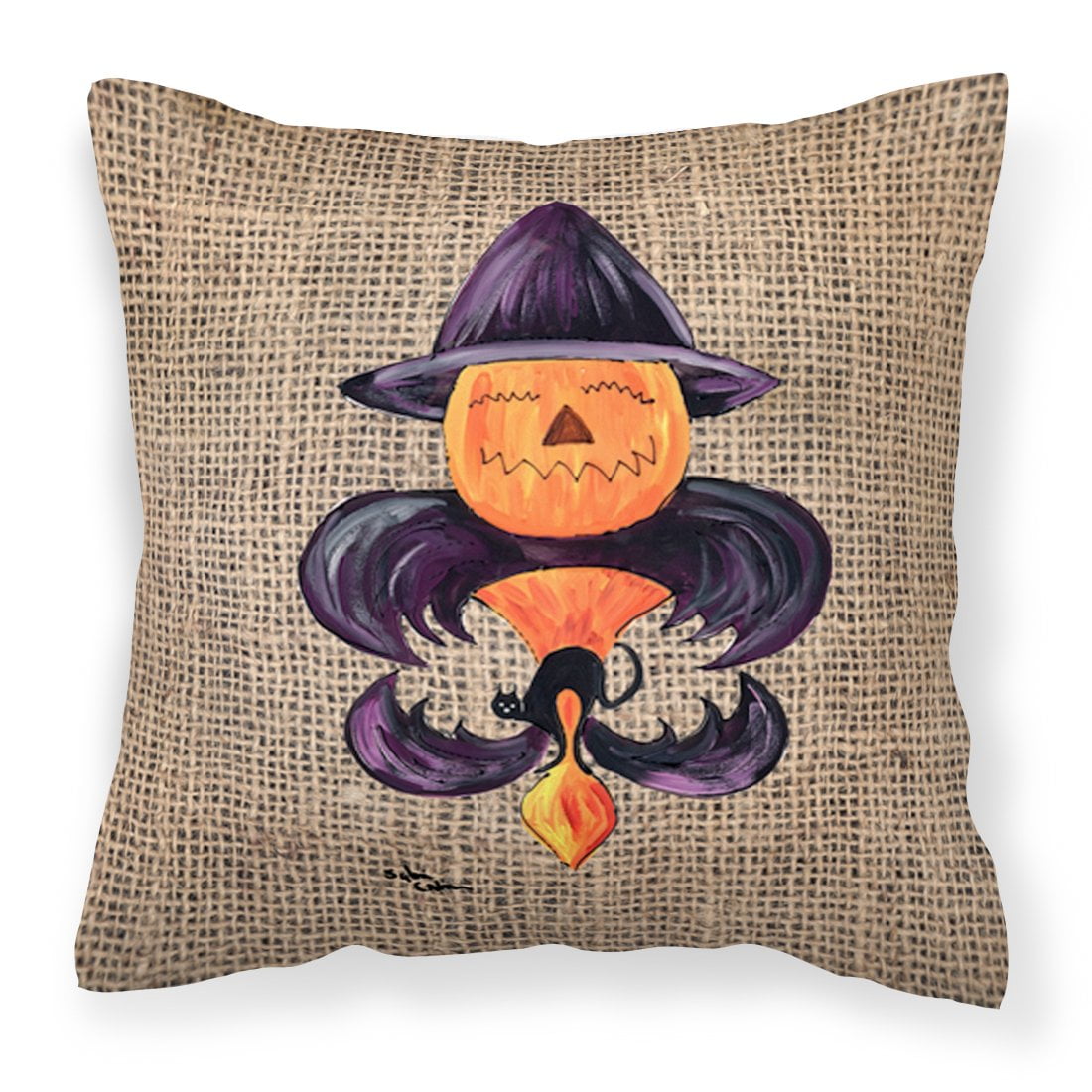 Halloween Pumpkin Bat Fleur de lis Fabric Decorative Pillow