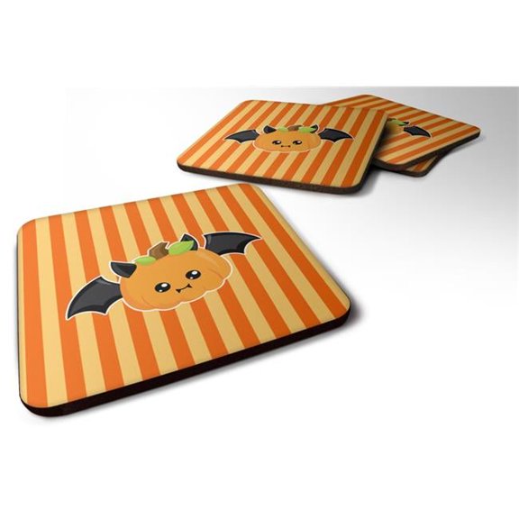 Halloween Pumpkin Bat Foam Coasters - Set of 4