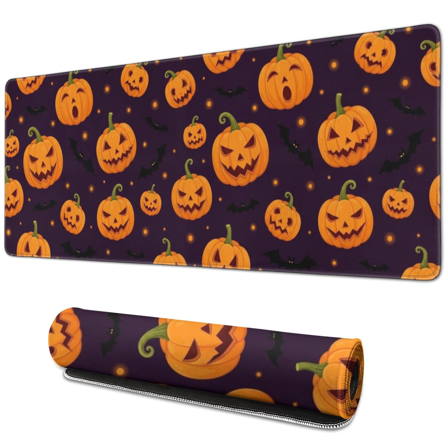 Halloween Pumpkin Bat Pattern Extended Large Mouse Pad, Gaming Desk Pad ...