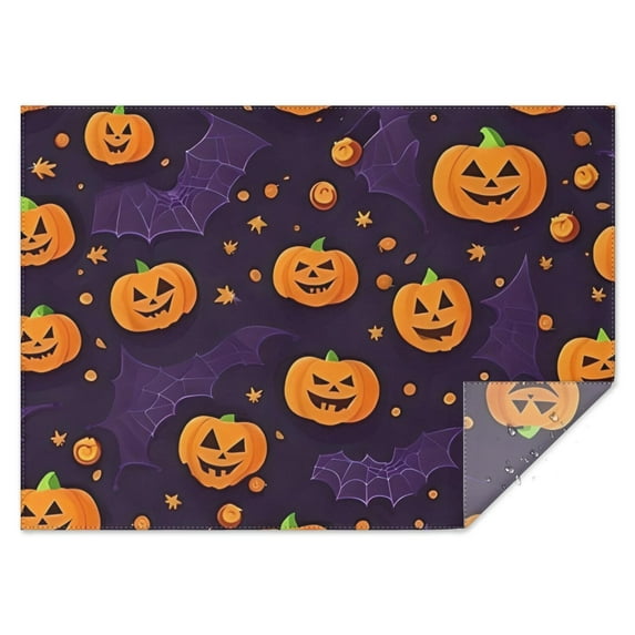 Halloween Pumpkin Bat Pattern Rectangle Tablecloth 60"x84",Waterproof Polyester Rectangle Table Cloth, Wipeable Spillproof Polyester Tablecloth for Dining, Camping, Indoor and Outdoor