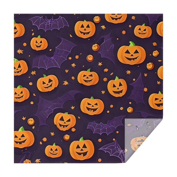 Halloween Pumpkin Bat Pattern Square Tablecloth,Waterproof Square Table Cover,Wipeable Spillproof Washable Table Cover for Home Kitchen Party Decor 52"x52"(132x132cm)