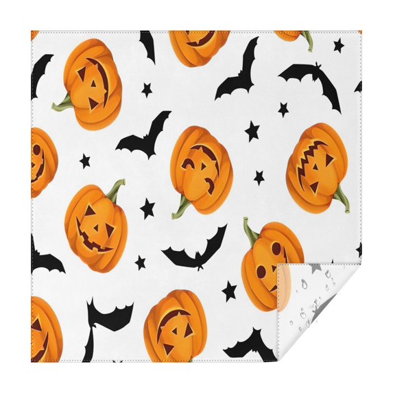 Halloween Pumpkin Bat Pattern Square Tablecloth,Waterproof Square Table Cover,Wipeable Spillproof Washable Table Cover for Home Kitchen Party Decor 52"x52"(132x132cm)