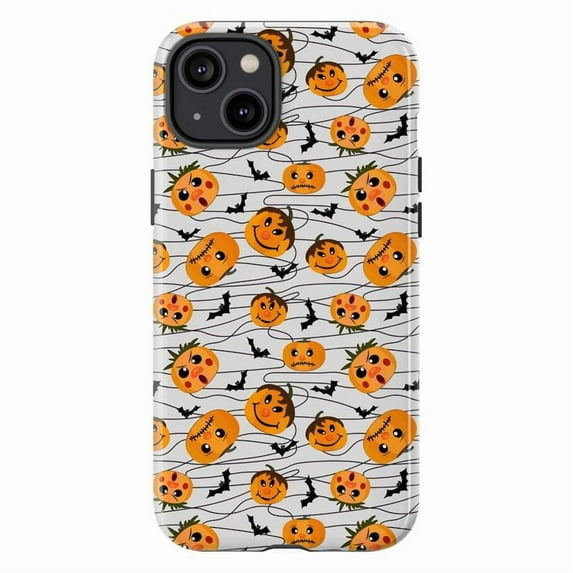 Halloween Pumpkin Bat Phone Case, Cute Spooky Cartoon iPhone Cover, Festive Protective Case for iPhone 17 16 15 14 13 12 11 Pro Plus Mini