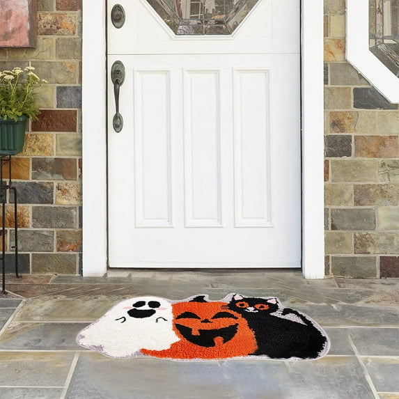 Halloween Pumpkin Bath Rug for Bathroom Decoration, Non Slip Cute Gothic Bath Mat for Kitchen Bedroom Holiday Outdoor Indoor Decor 15.74x23.62Inch Multicolor