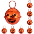 thumbnail image 1 of Halloween Pumpkin Bells, 0.94 Inch Halloween Jingle Bells, 10Pcs Metal Bell Ornaments, Pumpkin Shaped Jingle Bells, DIY Wreath Making Supplie for DIY Crafts Wreath Costume Jewelry Home Decor, Orange, 1 of 5