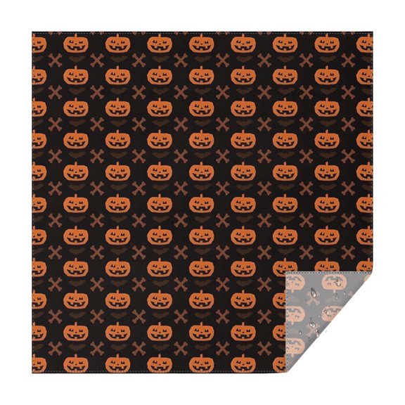 Halloween Pumpkin & Bones Pattern Square Tablecloth,Waterproof Square Table Cover,Wipeable Spillproof Washable Table Cover for Home Kitchen Party Decor 42"X42"(107x107cm)