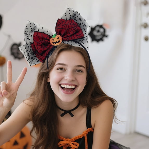 Halloween Pumpkin Bow Headband, Cute Hair Accessories for Women, Halloween Costume Party Photo Prop