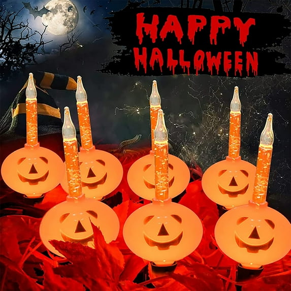 Halloween Pumpkin Bubble Lights 6-LED Decorative Lights String With Black lines, Holiday Decor For Bedroom, Porch, Fireplace And Fall Party