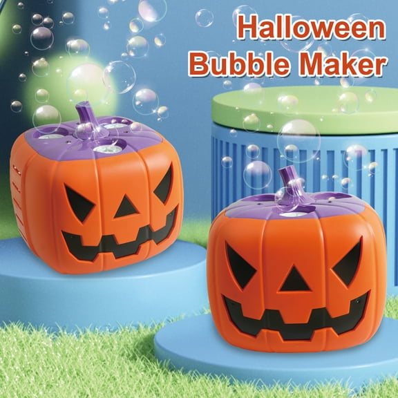 Halloween Pumpkin Bubble Maker Machine with Colorful LED Lights and Music, Automatic Bubble Blower Toys for , Fun Outdoor Yard Decorations for Parties and Holiday Gifts