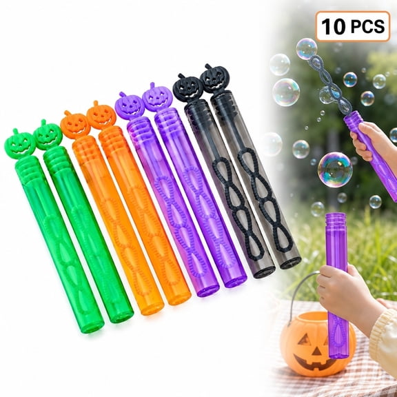 Halloween Pumpkin Bubble Wands, Empty Test Tube Bubble Sticks, 4.5ml Each, 10 Pack, Portable Halloween Party Favors