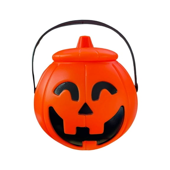 Halloween Pumpkin Bucket 1 Piece Large Plastic Pumpkin Bucket with Lid Halloween Candy Bucket