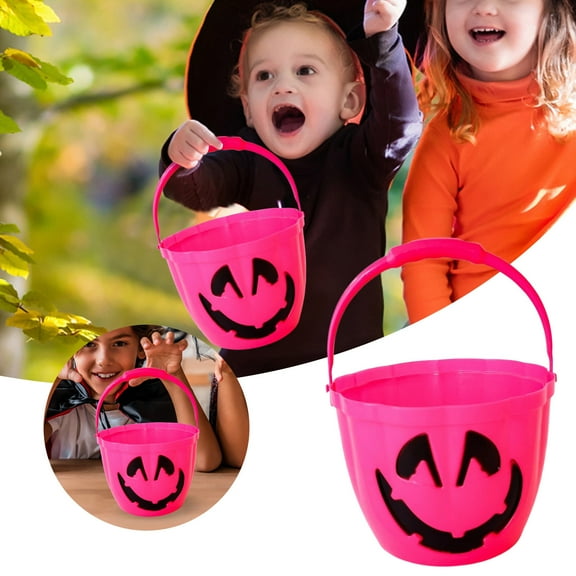 Halloween Pumpkin Bucket with Glowing Eyes - Trick or Treat Candy Container - Party Favors, Candy Storage Basket for Kids, Halloween Decorations and Home Party Supplies