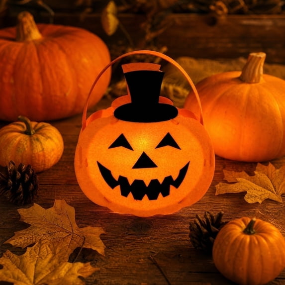 Halloween Pumpkin Bucket, Light Up Halloween Bucket 11 Inch Jack O Lantern Bucket Pumpkin Candy Bucket for Trick Or Treat Halloween Party Favors for Student, 1 Pack