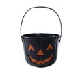 thumbnail image 1 of Halloween Pumpkin Bucket, Plastic Pumpkin Lantern Candy Bucket with Handle for Trick Or Treating, for Halloween Party Favor Supplies Black, 1 of 2