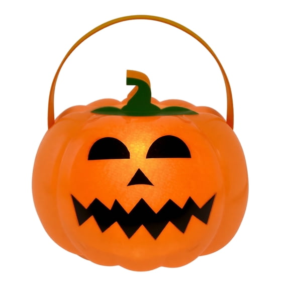 Halloween Pumpkin Bucket Pumpkin Trick Or Treat Bucket 11 Inch Light Up Halloween Bucket Pumpkin Candy Bucket for Trick Or Treating Spooky Holiday Home Party Decoration Orange, 1
