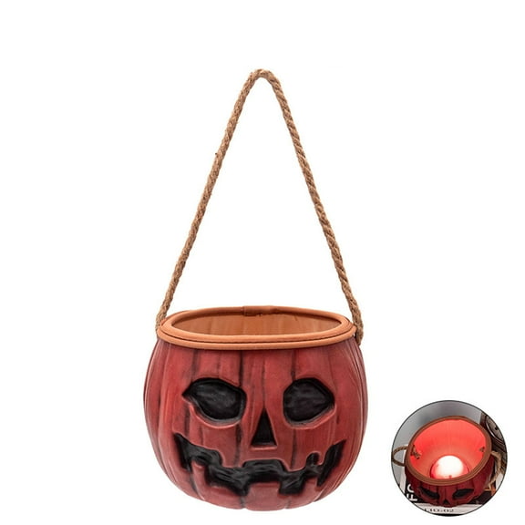 Halloween Pumpkin Bucket with Spooky Sounds and Flashing Lights, Sound Activated Jack O Lantern Decor or Trick or Treat Candy Basket,Reusable Goody Treat Baskets,Lighted Up Pumpkin Candy Bucket