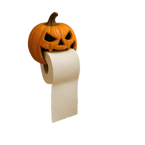 Halloween Pumpkin Bucket Toilet Paper Holder – Funny Spooky Pumpkin Tissue Box Dispenser, Cute Bathroom Decoration and Organizer