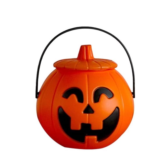 Halloween Pumpkin Bucket With LED Candle Light Portable O Candy Pail For Kids Party Decor