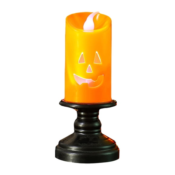 Halloween Pumpkin Candle Light,Halloween Orange Flameless Candle Lights,LED Lamps Festival Decor Light for Halloween Party,Halloween flameless candles light for Party Table Home Spooky Decor