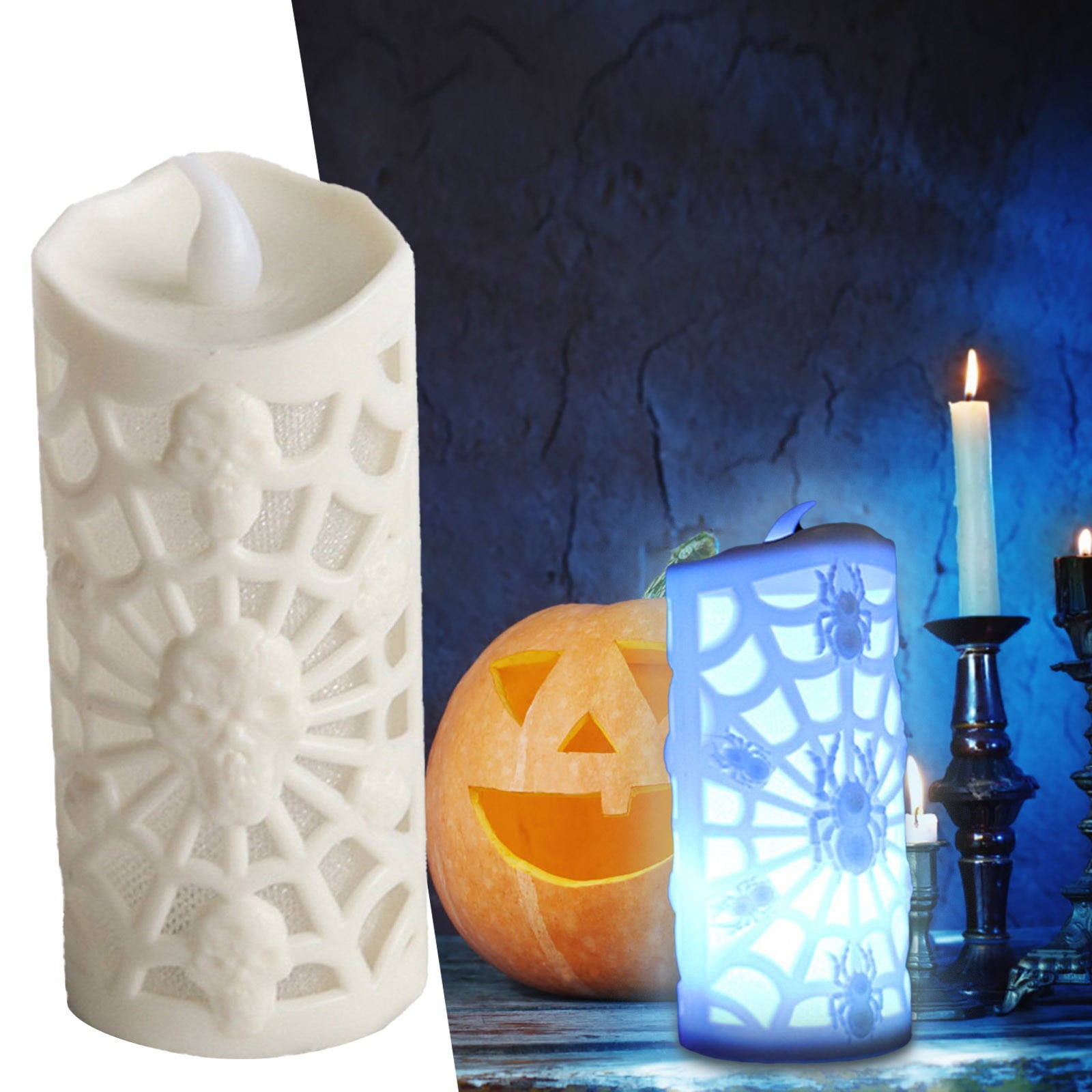 Halloween Pumpkin Candle Lights Halloween Orange Flameless Candle
