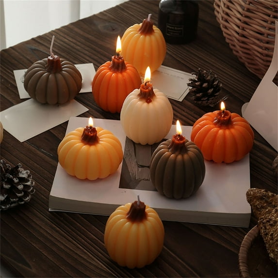 Halloween Pumpkin Candles, Halloween Pumpkin Spice Candle Decoration Indoor Outdoor, Scented Candle, Soy Candle, Holiday Candle Gifts for Home Outside Yard Lawn Garden Party