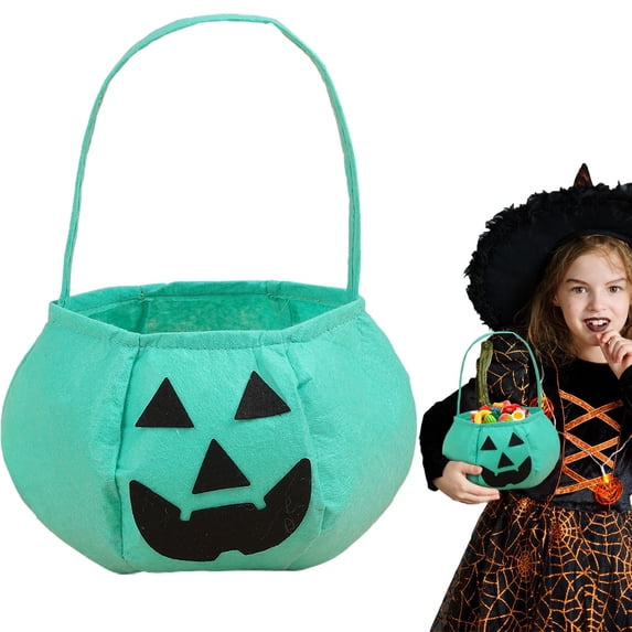Halloween Pumpkin Candy Bags for Kids, Trick or Treat, Non-Woven Pumpkin Buckets Trick or Treat Bags Holder Handbag for Kids Costume Party Favors Supplies