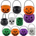 thumbnail image 1 of Halloween Pumpkin Candy Bucket – 12 Pack Small Plastic Pumpkin Pails with Handles for Kids Trick-or-Treating, Candy Collection & Party Decorations, 1 of 5