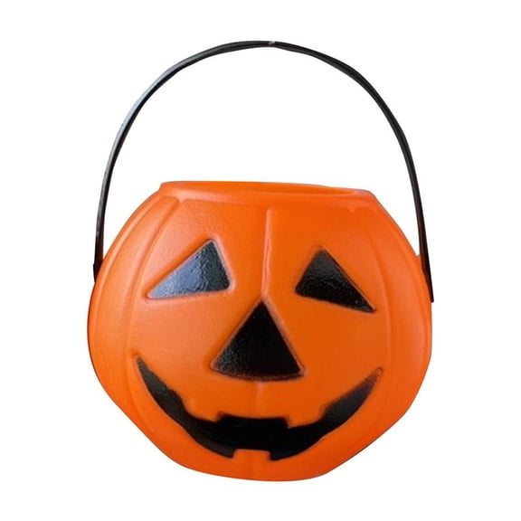 Halloween Pumpkin Candy Bucket, Large Jack-O'-Lantern Trick or Treat Pail with Handle for Kids Party Decor