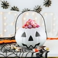 thumbnail image 1 of Halloween Pumpkin Candy Bucket PVC Treat Container s Party Favor Collecting Pail - Carry Handle Holiday Prop Decoration(White), 1 of 6