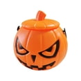 thumbnail image 1 of Halloween Pumpkin Candy Bucket Plastic Pumpkin Pail with Handle and Lid Halloween Party Candy Storage Holiday Home Decor,1pack, 1 of 4