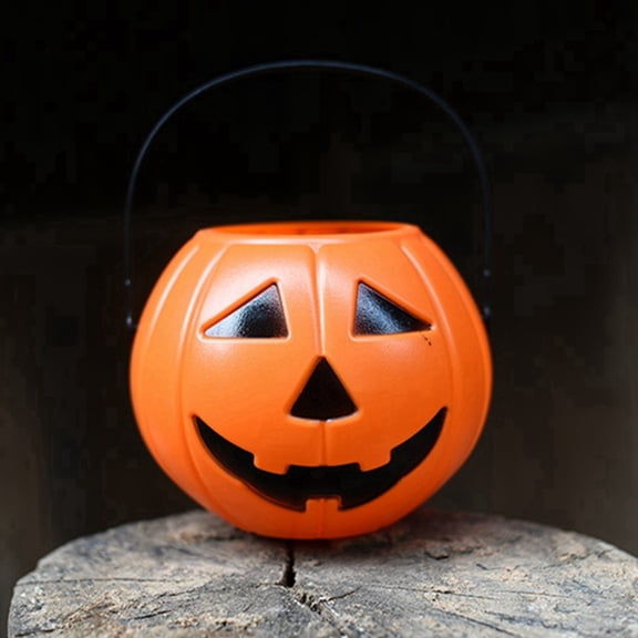 Halloween Pumpkin Candy Bucket, Portable Treat Pail with Handle, Reusable Party Container, Lightweight Holder for Porch Display