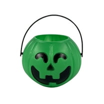 Halloween Pumpkin Candy Bucket | Portable Trick or Treat Container | Pumpkin Shaped Storage Jar with Handle | Halloween Pumpkin Bucket | Festive Candy Holder,Pumpkin Pail(Green)