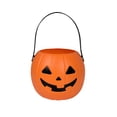 thumbnail image 1 of Halloween Pumpkin Candy Bucket Trick Or Treat Pail with Portable Handle Durable Orange Plastic Jack O Lantern Storage for Student Party Favors Halloween Season Home Decor 1 Pack, 1 of 7