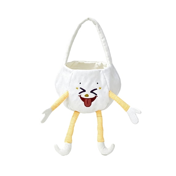 Halloween Pumpkin Candy Buckets Baskets with Legs, Halloween Goodie Candy Treat Snack Cookie Gift Wrap, Party Favors Supplies Decorations - White