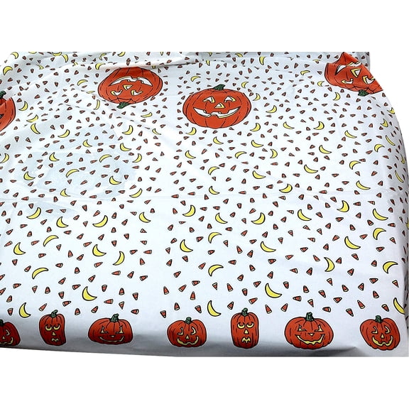 Halloween Pumpkin Candy Corn Party Time Table Cover Tablecloth Plastic 54 x 108