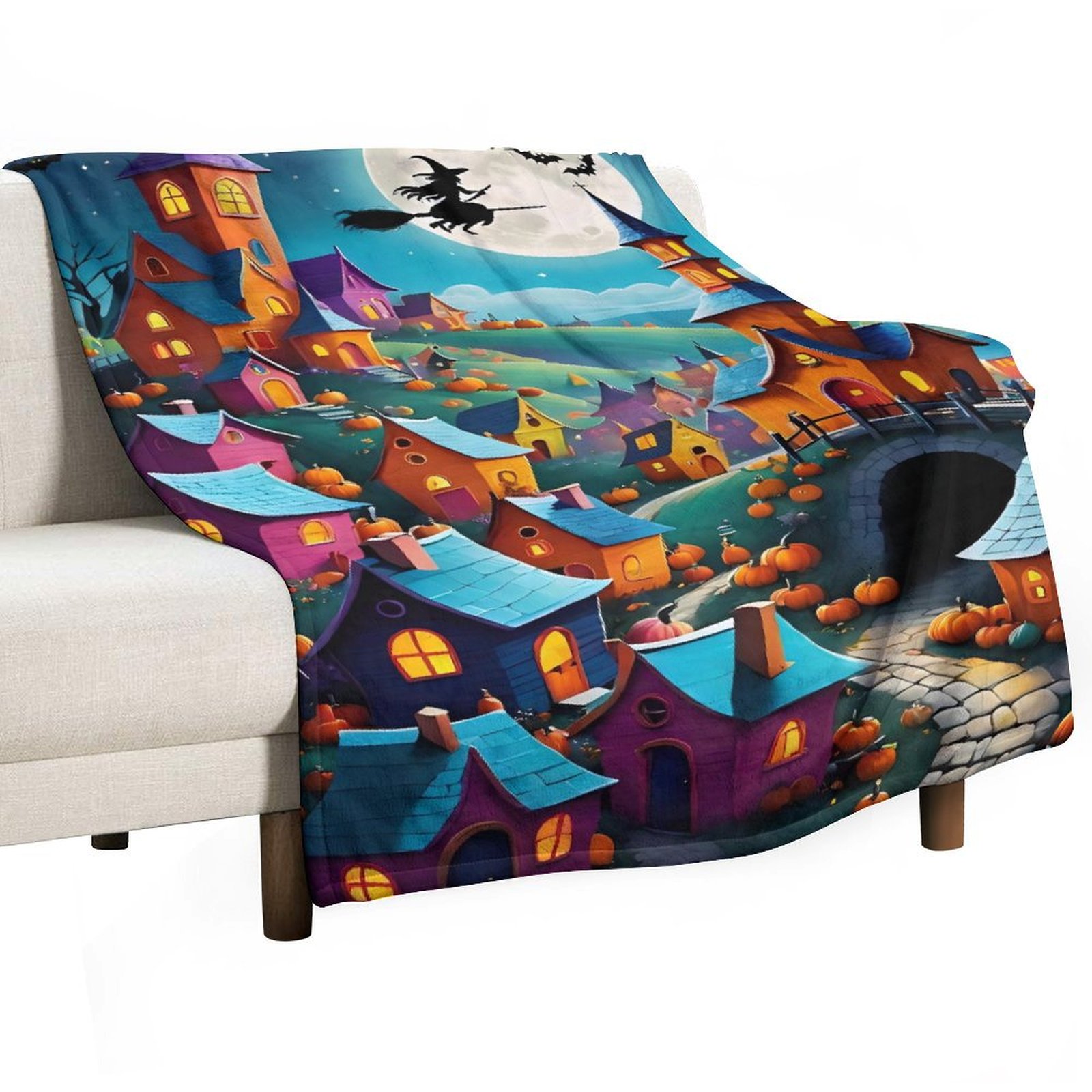 Halloween Pumpkin Cartoon Kawaii Blanket Printing Throw Blanket Soft