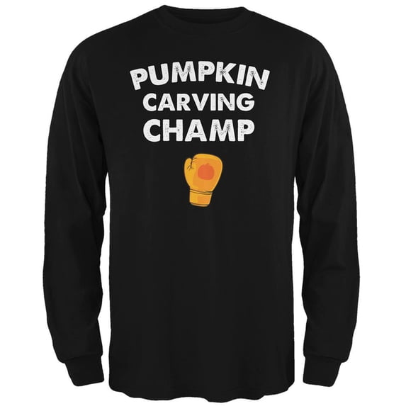 Halloween Pumpkin Carving Champ Black Adult Long Sleeve T-Shirt - Small