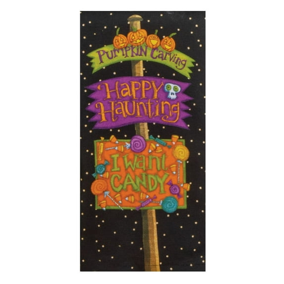 Halloween Pumpkin Carving Happy Haunting I Want Candy Dual Purpose Kitchen Towel