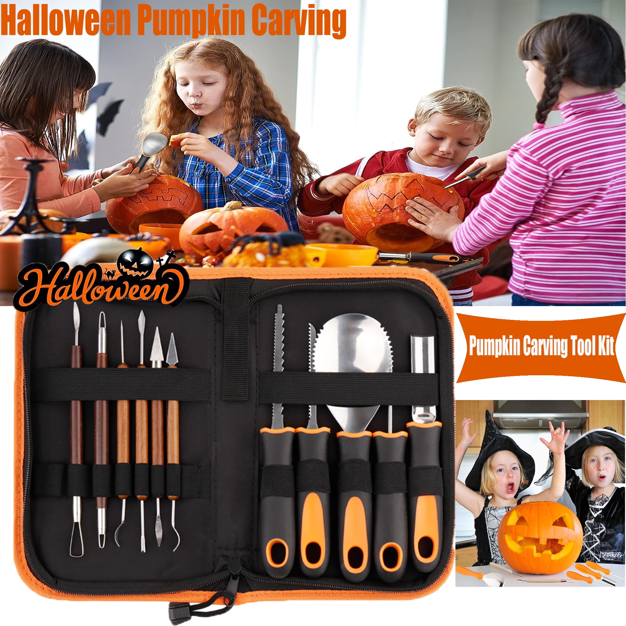 Halloween Pumpkin Carving Kit, 12 Piece Heavy Duty Stainless Steel ...