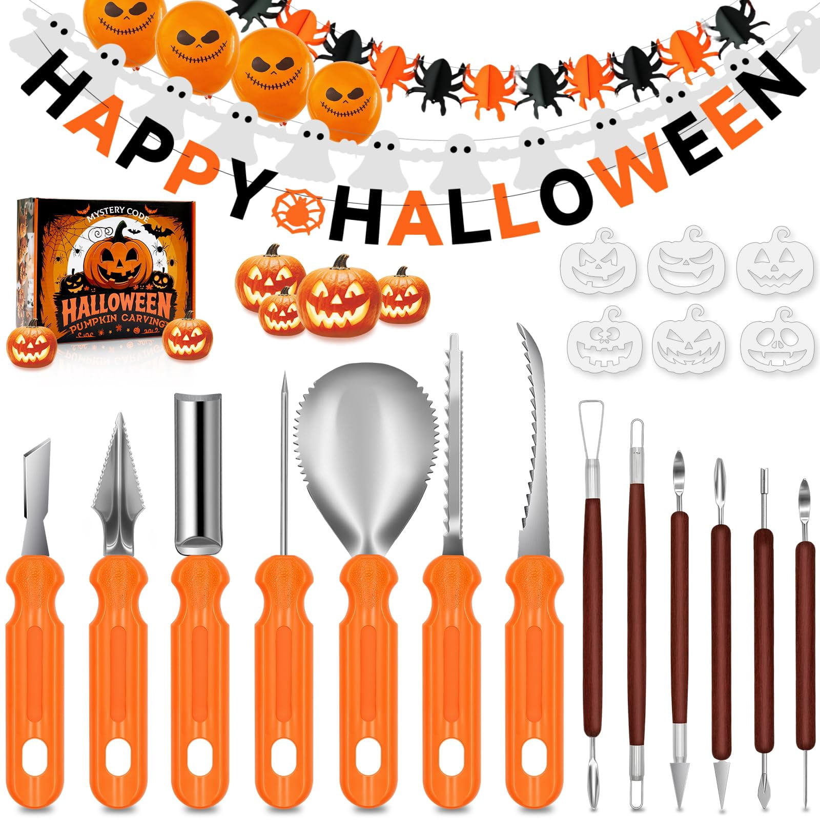 Halloween Pumpkin Carving Kit 30-Piece Stainless Steel Tools with