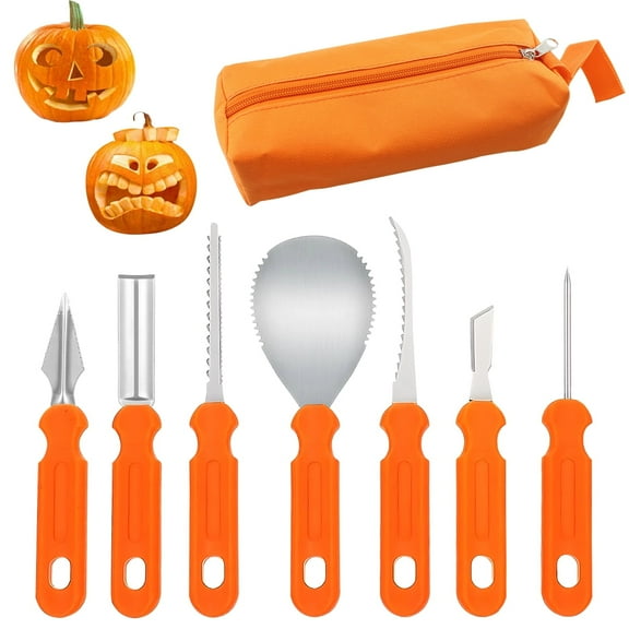 Halloween Pumpkin Carving Kit  Heavy Duty Stainless Steel Pumpkin Carving Tools With Carrying Sculpting and Carving 7pcs